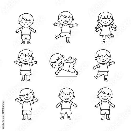 Whimsical child graphic featuring bright colors and detailed playful movements