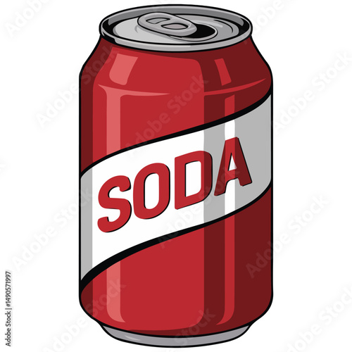 Opened carbonated drink can isolated vector illustration