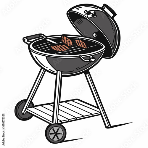 Delicious grilled steaks on a charcoal grill