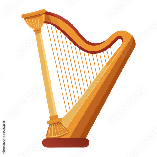 Minimal Harp Instrument Vector Illustration for Classical Music Design
