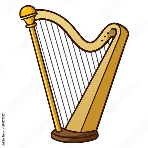 Minimal Harp Instrument Vector Illustration for Classical Music Design
