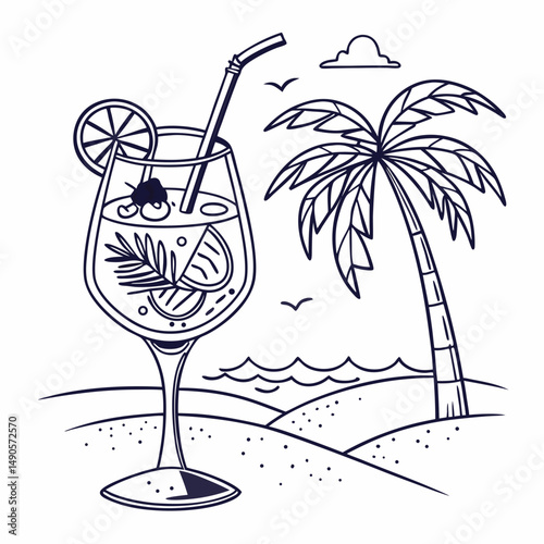 Tropical beach cocktail drink summer vacation fun