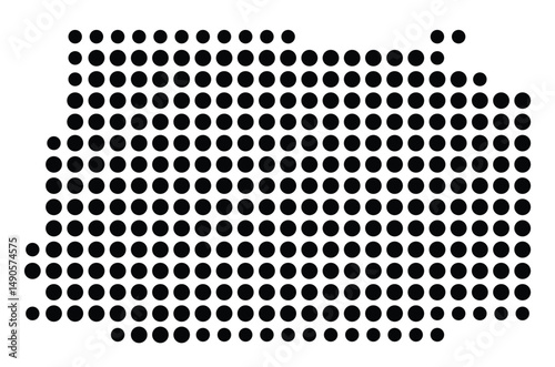 Symbol Map Of the County Gordon (Georgia, US) showing the County with a few black dots