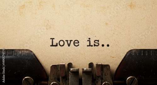 Vintage Typewriter Concept Love Is Message on Textured Paper Surface