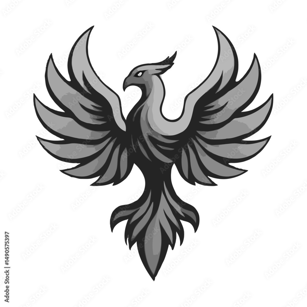 Fototapeta premium Simplified Grayscale Phoenix 