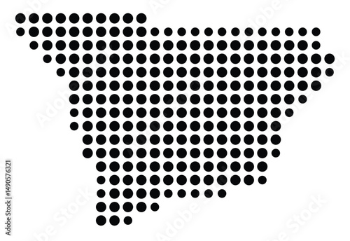 Symbol Map Of the County Muscogee (Georgia, US) showing the County with a few black dots