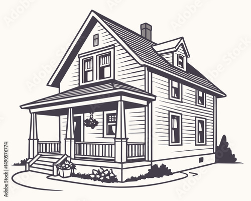 Professional house illustration cutout transparent background