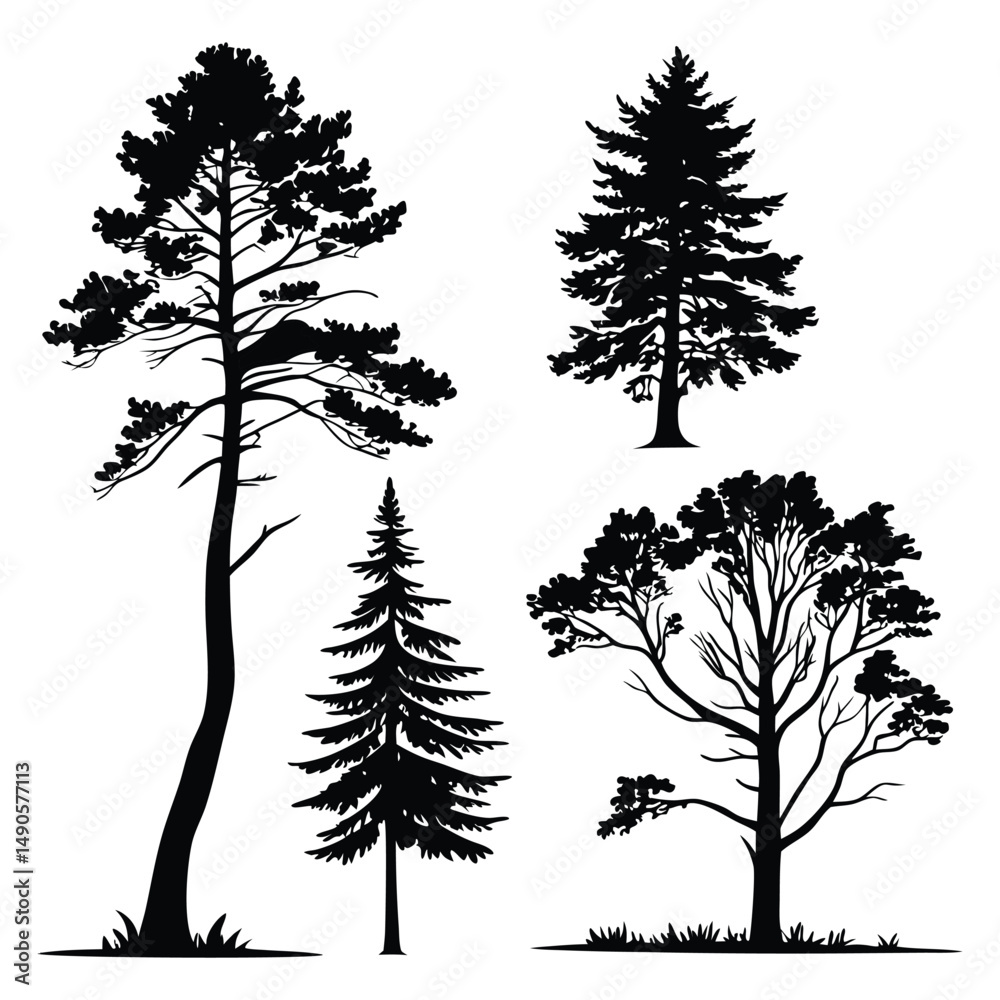 Obraz premium set of trees silhouettes vector