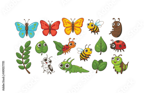 Expressive insect composition highlighting buzzing bees and joyful bug interactions