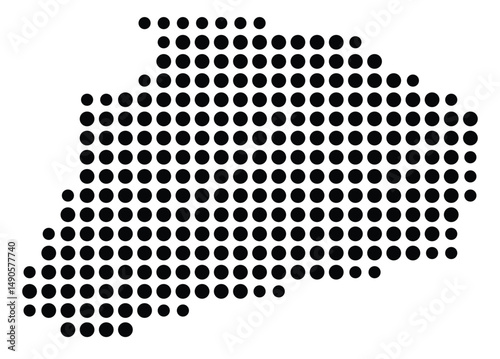 Symbol Map Of the County Treutlen (Georgia, US) showing the County with a few black dots