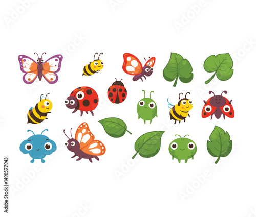Nature-inspired insect graphic celebrating biodiversity with bright cartoon bugs