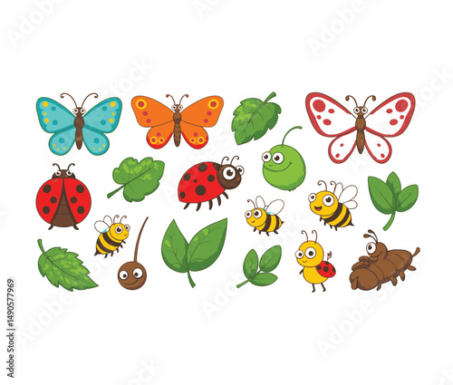 Botanical bug design showcasing elegant butterflies and cheerful buzzing bees