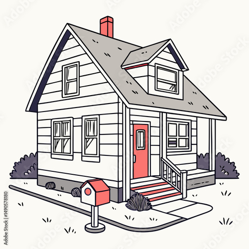Charming suburban house illustration home sweet home