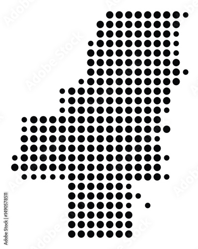 Symbol Map Of the County Whitfield (Georgia, US) showing the County with a few black dots