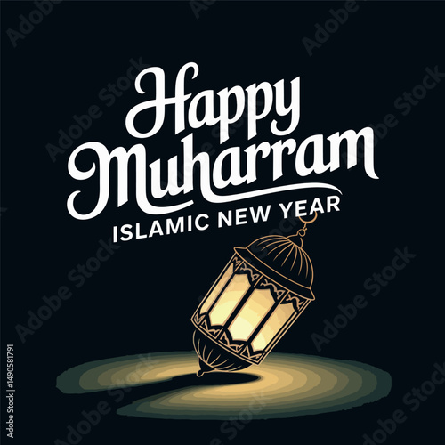 Happy Muharram Lantern Vector Illustration for Islamic New Year