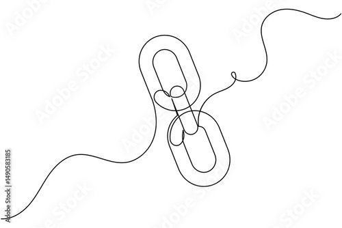 Chain link icon continuous one line drawing isolate outline vector illustration