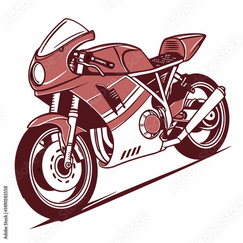 Classic vintage motorcycle red design illustration