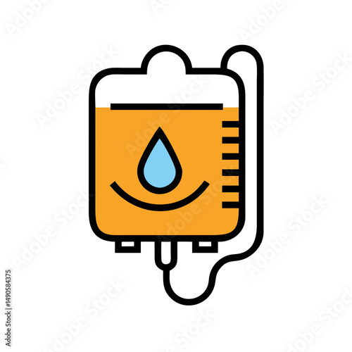 Orange Measuring Cup with Blue Water Droplet Icon