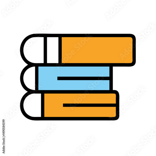 Colorful Book Stack Vector Icon on Black Background