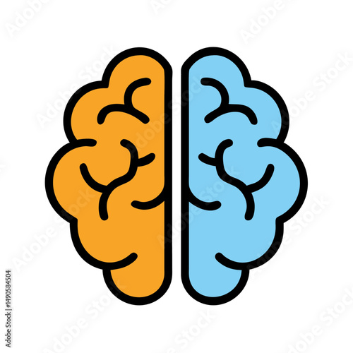 Brain Hemispheres Split Icon - Psychology, Neuroscience, Cognition