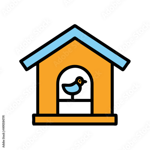 A birdhouse with a bird inside, symbolizing wildlife shelter, nesting, backyard decor, and connection with nature
