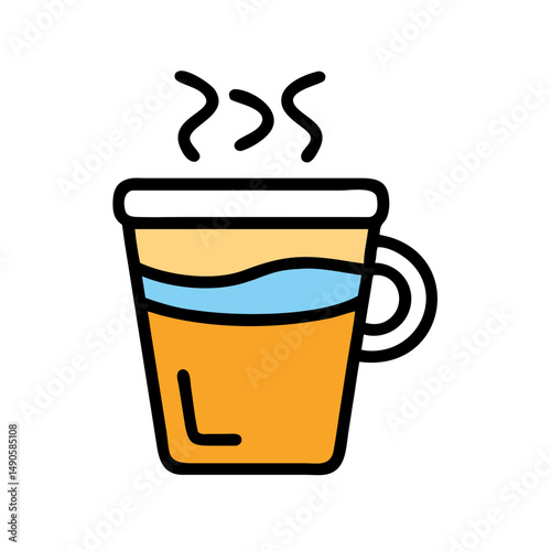 Plastic Cup with Lid and Yellow Drink Vector Icon