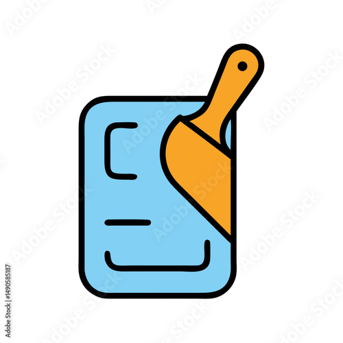 Blue Document with Orange Paint Scraper Icon
