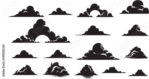 clouds vector sets for architecture render. Silhouette vector illustration