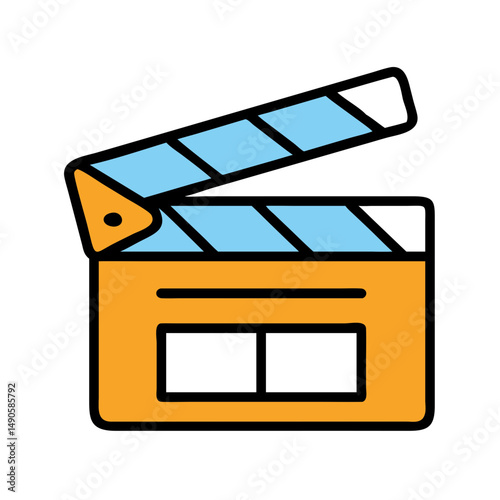 Film Clapperboard Icon with Blue and White Stripes