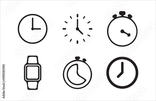 Time and clock icons set, stopwatch, timer, , time management concept, fast stopwatch line icon, Victor illustrations  Eps 10.
