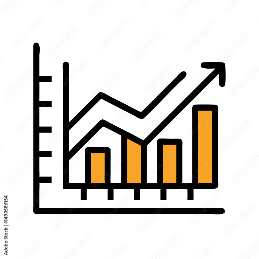 Orange Bar Graph Vector Icon for Business Data Analysis Orange Bar Graph Vector Icon for Business Data Analysis