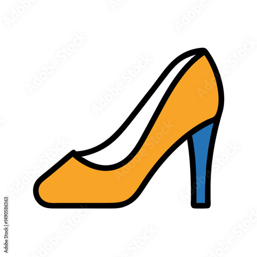 Yellow high-heeled shoe icon on black background