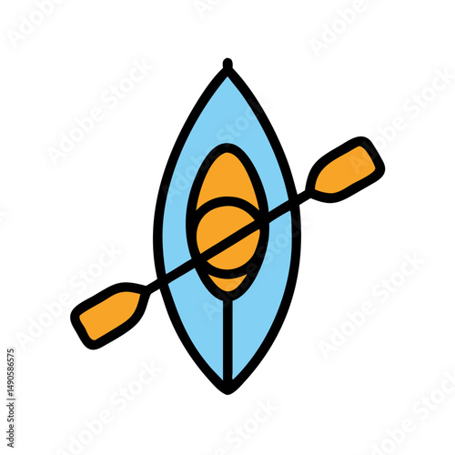 Blue Kayak with Orange Seat Icon for Outdoor Adventure