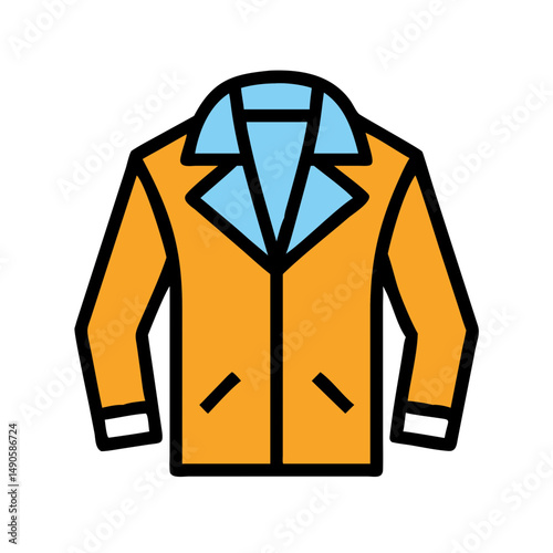 Orange Coat Vector Icon with Blue Interior