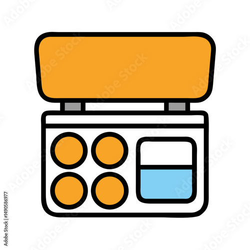 Open Makeup Palette Vector Icon with Orange and Blue Colors