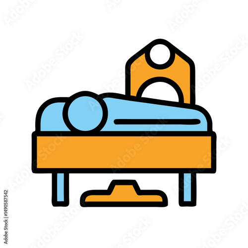 Medical MRI Imaging of Patient on Hospital Bed Icon