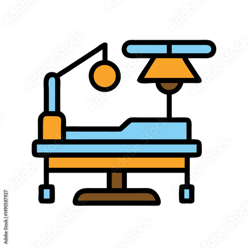 Dental chair and light vector icon for dental clinic