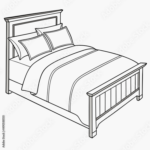Simple line drawing of a made bed