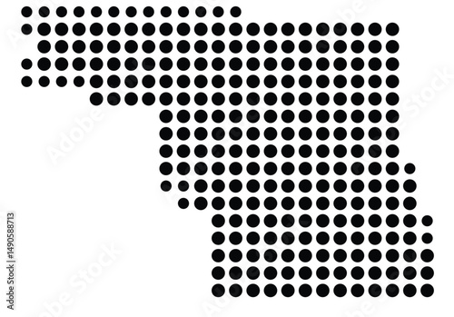 Symbol Map Of the County Morgan (Illinois, US) showing the County with a few black dots