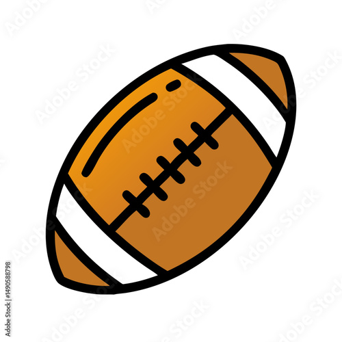 American Football Vector Icon - Brown Body, White Stripes, Black Laces
