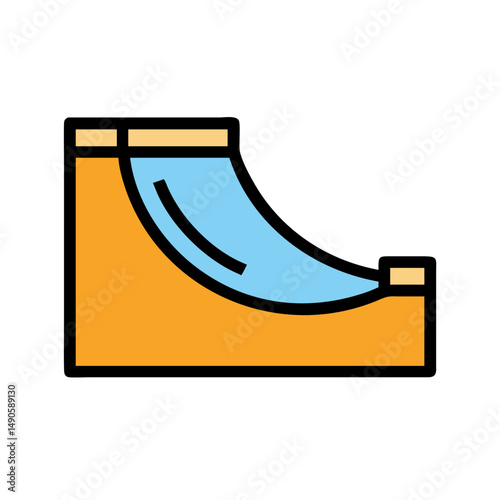 Stylized Skateboard Half-Pipe Ramp Icon