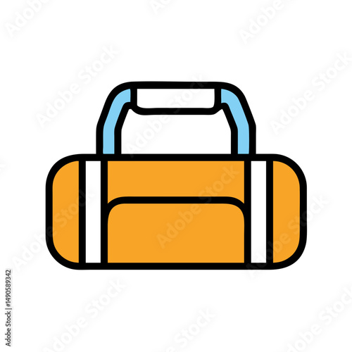 Orange Duffle Bag Stock Icon - Vector Illustration