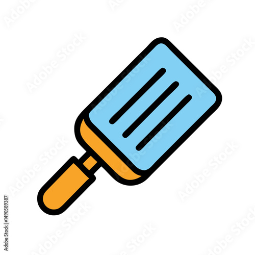 Blue Spatula with Yellow Handle Vector Icon
