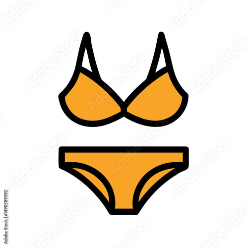 Stylish Orange Bikini Icon on Black Background