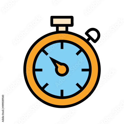 Orange Stopwatch Vector Icon on Black Background