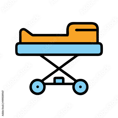 Orange and Blue Roller Skate Icon on Black Background