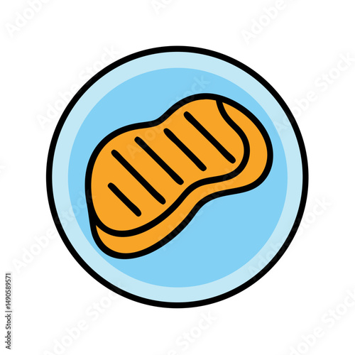 Grilled Steak Vector Icon in Blue Circle