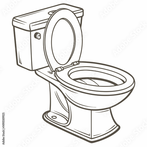 Classic toilet illustration open seat bathroom fixture