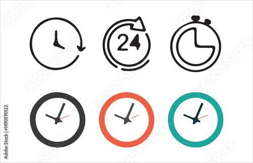 Time and clock icons set, stopwatch, timer, , time management concept, fast stopwatch line icon, Victor illustrations  Eps 10.