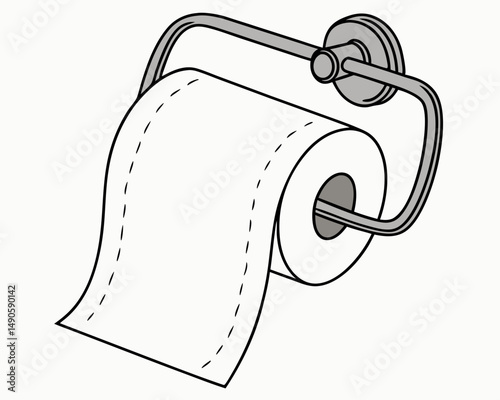 Clean cutout toilet paper roll holder illustration